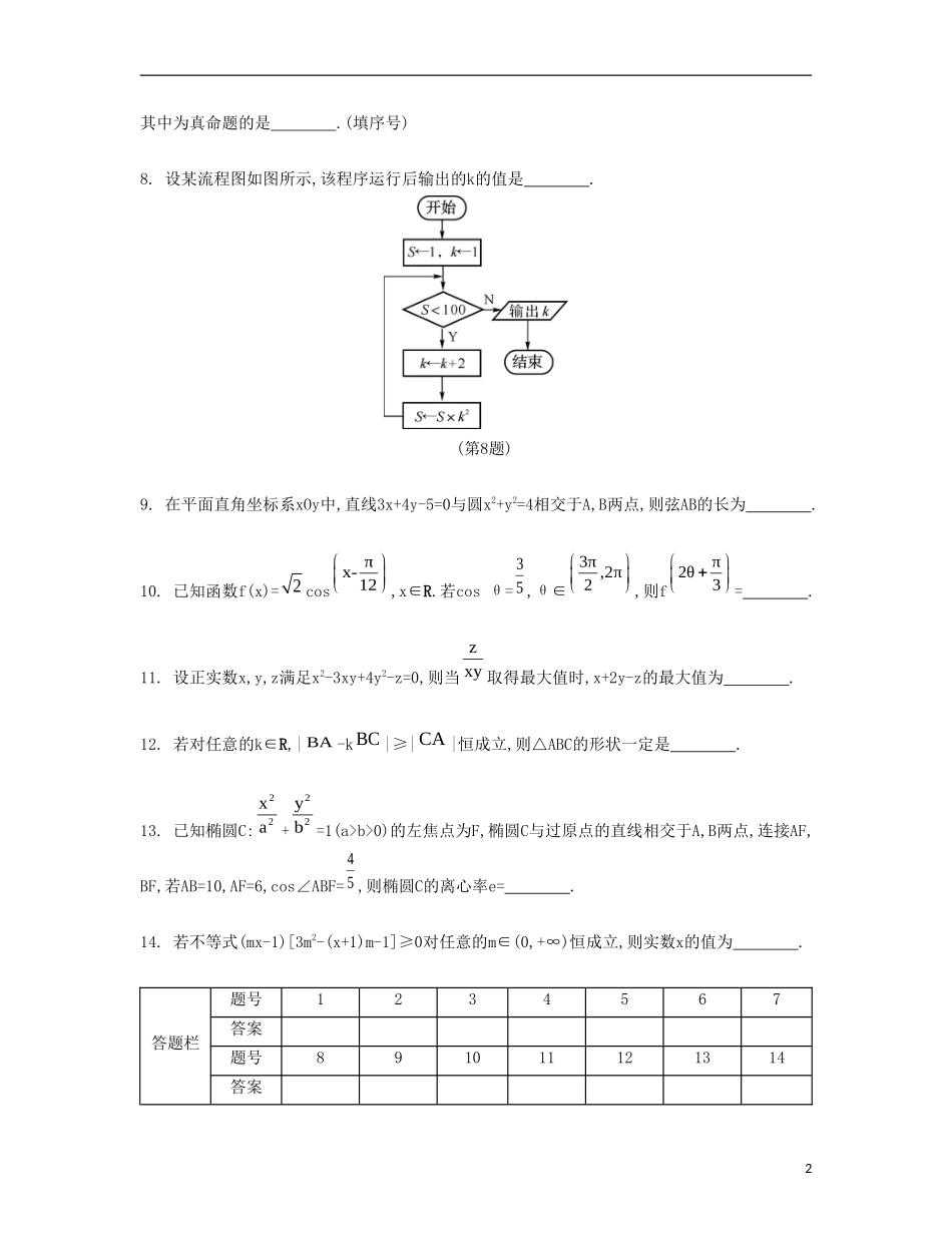 （江苏专用）高考数学大一轮复习 综合模拟卷二-人教版高三全册数学试题_第2页