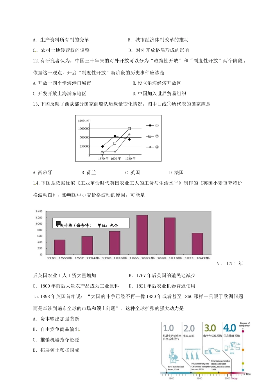 高一历史5月阶段性检测试题（选修）-人教版高一选修历史试题_第3页