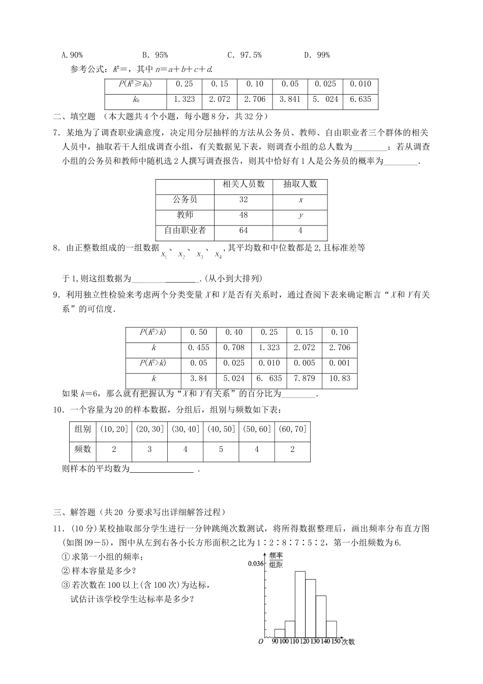 山西省忻州市高三数学上学期限时训练试卷21 文 新人教A版试卷_第2页
