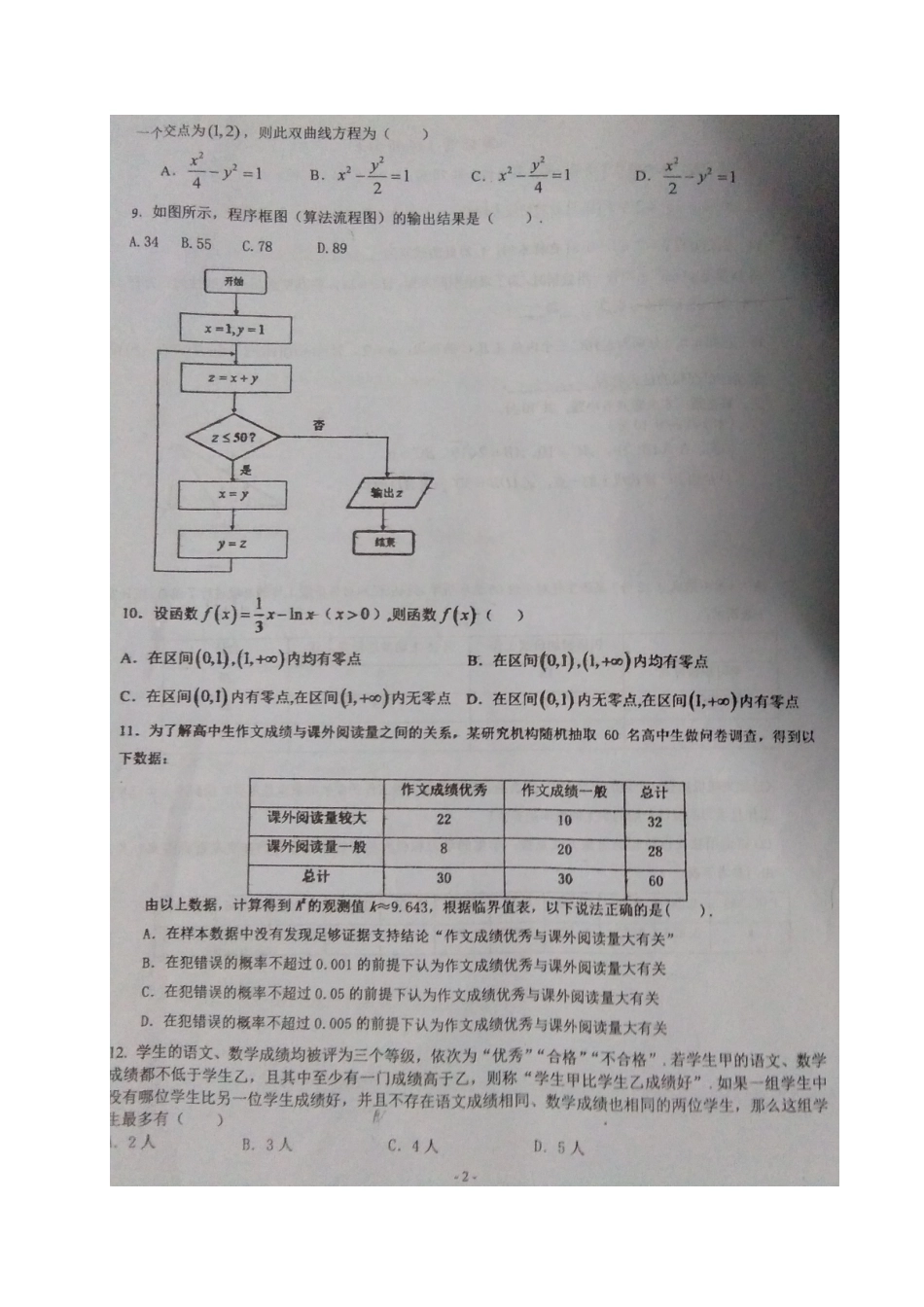 山东省临沂市临沭县 高二数学下学期开学检测试卷 文试卷_第2页