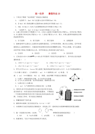 高一化学七月暑假作业19-人教版高一全册化学试题