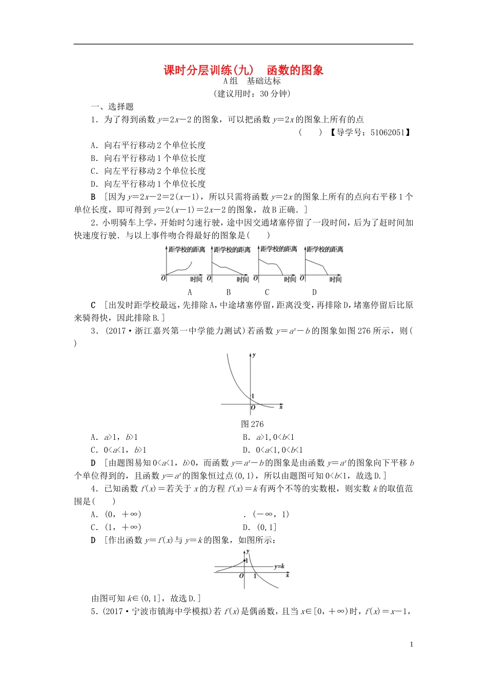 （浙江专版）高考数学一轮复习 第2章 函数、导数及其应用 第7节 函数的图象课时分层训练-人教版高三全册数学试题_第1页