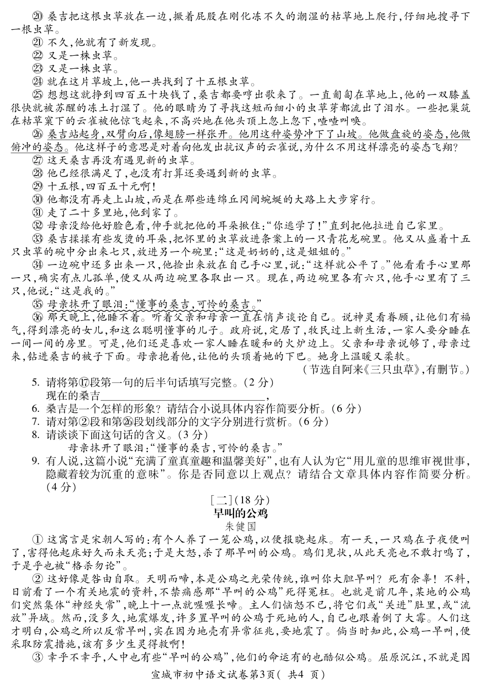 初中语文学业水平模拟试题(二模)(pdf) 试题_第3页
