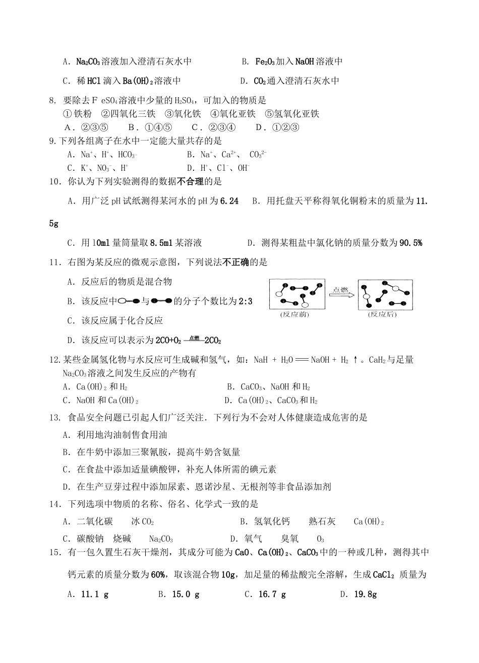 九年级化学下学期第七周周末作业试卷_第2页