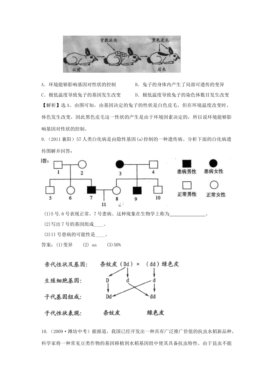 九年级下册 生物的变异试卷_第3页