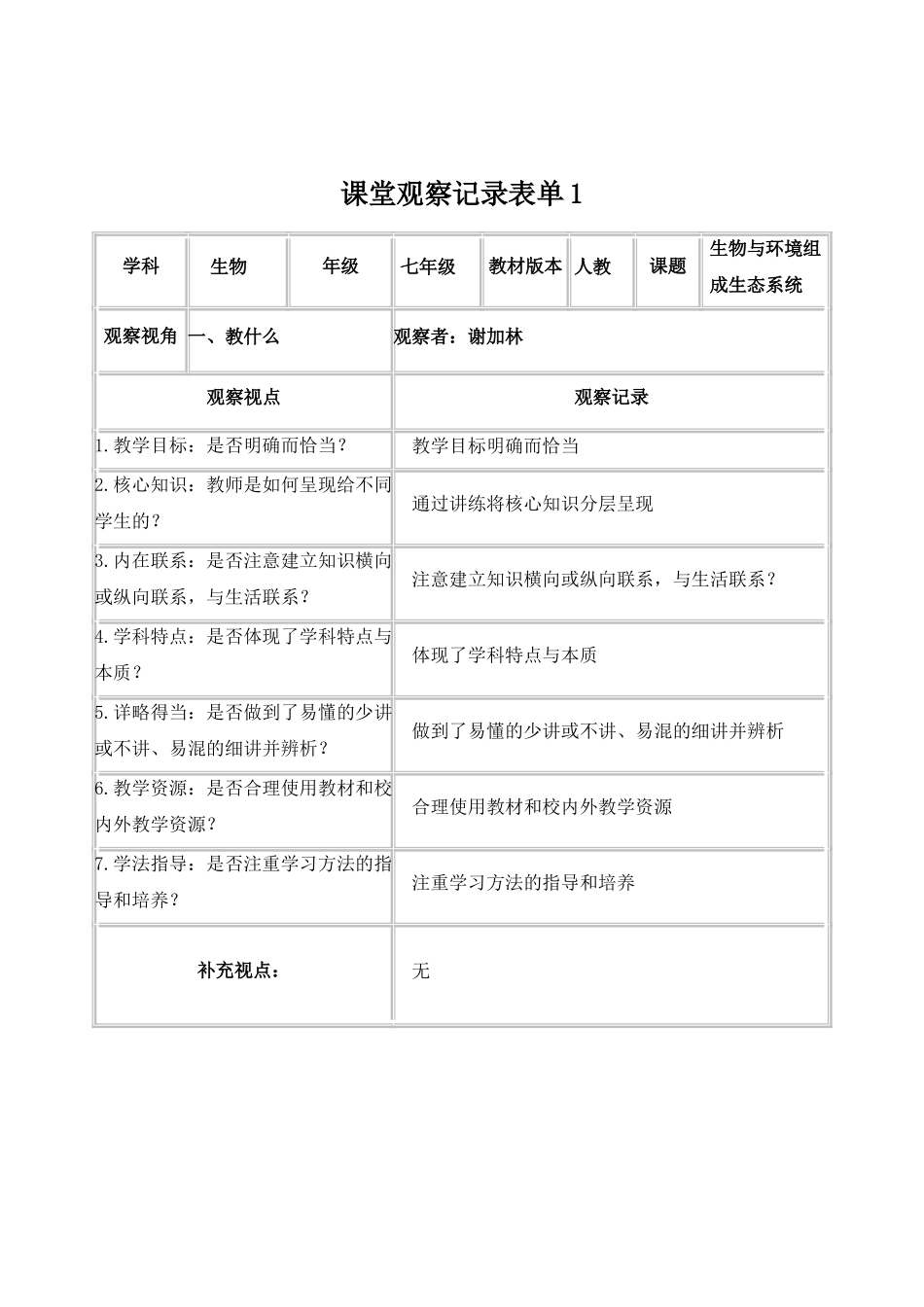 课堂观察记录表单-(4)_第1页