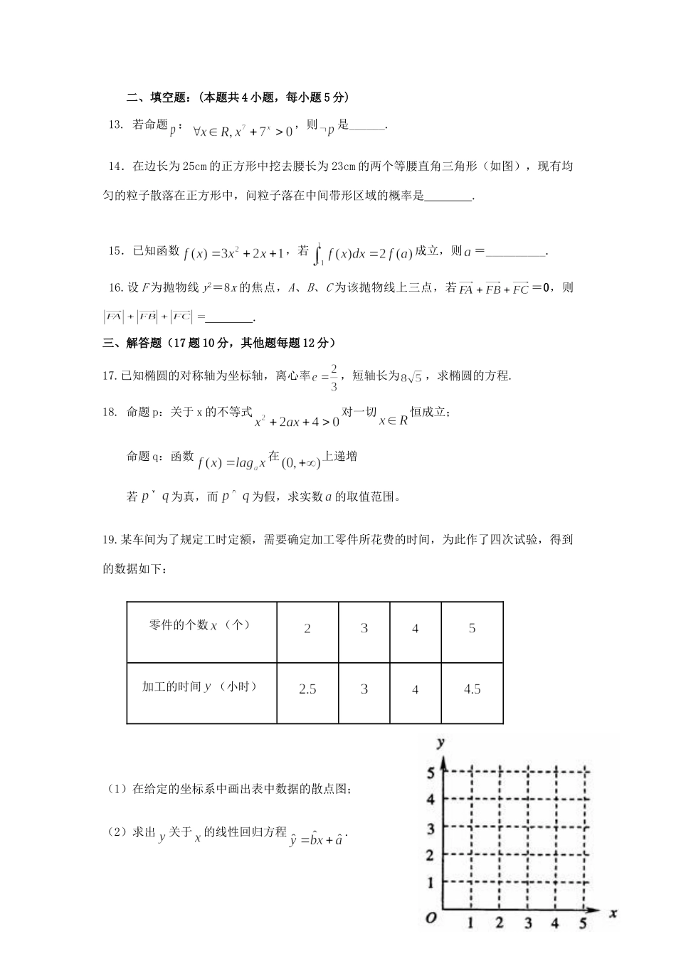 吉林省长春外国语学校高二数学上学期期末考试试卷 理试卷_第3页
