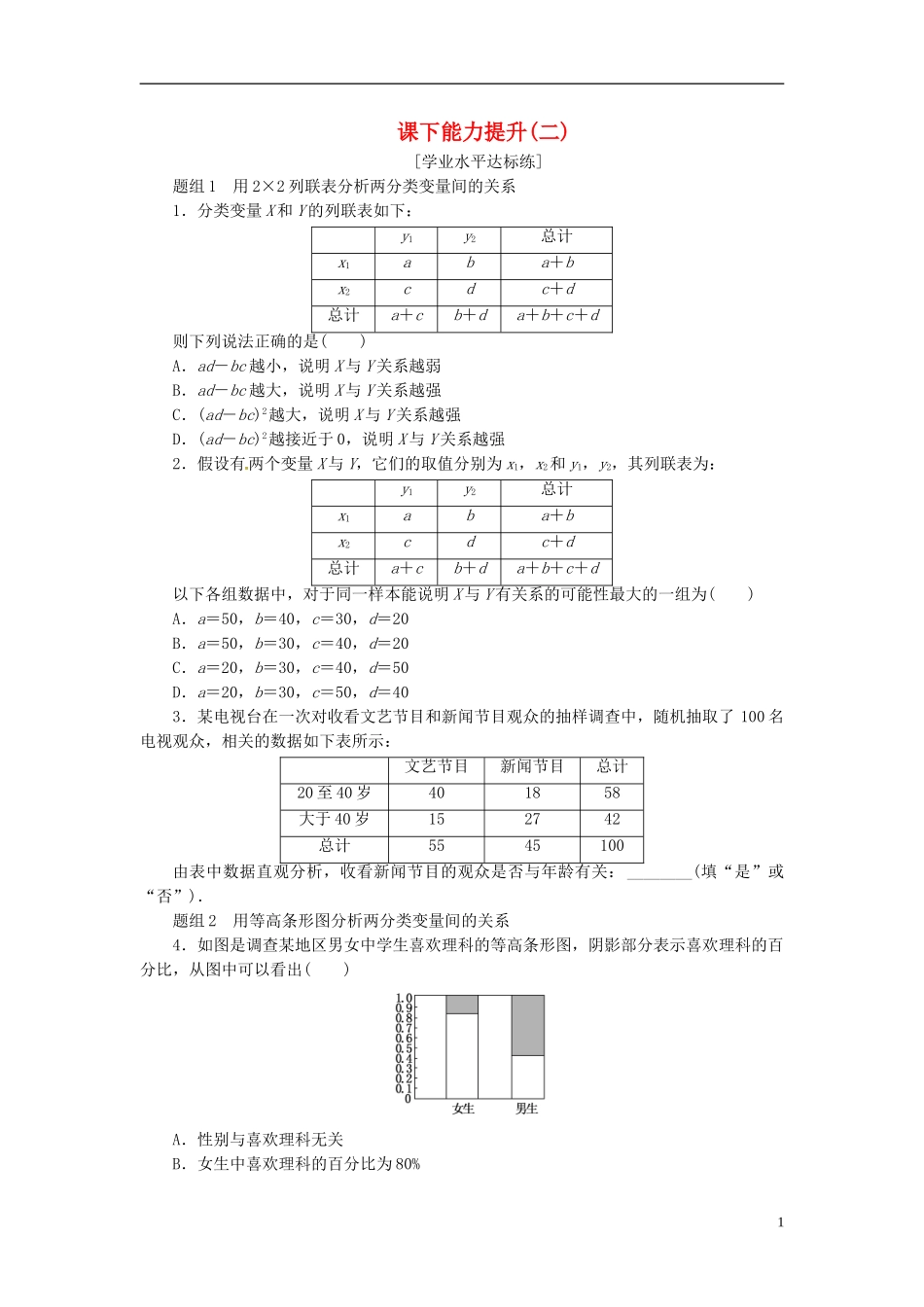 高中数学 课下能力提升（二）新人教A版选修1-2-新人教A版高二选修1-2数学试题_第1页