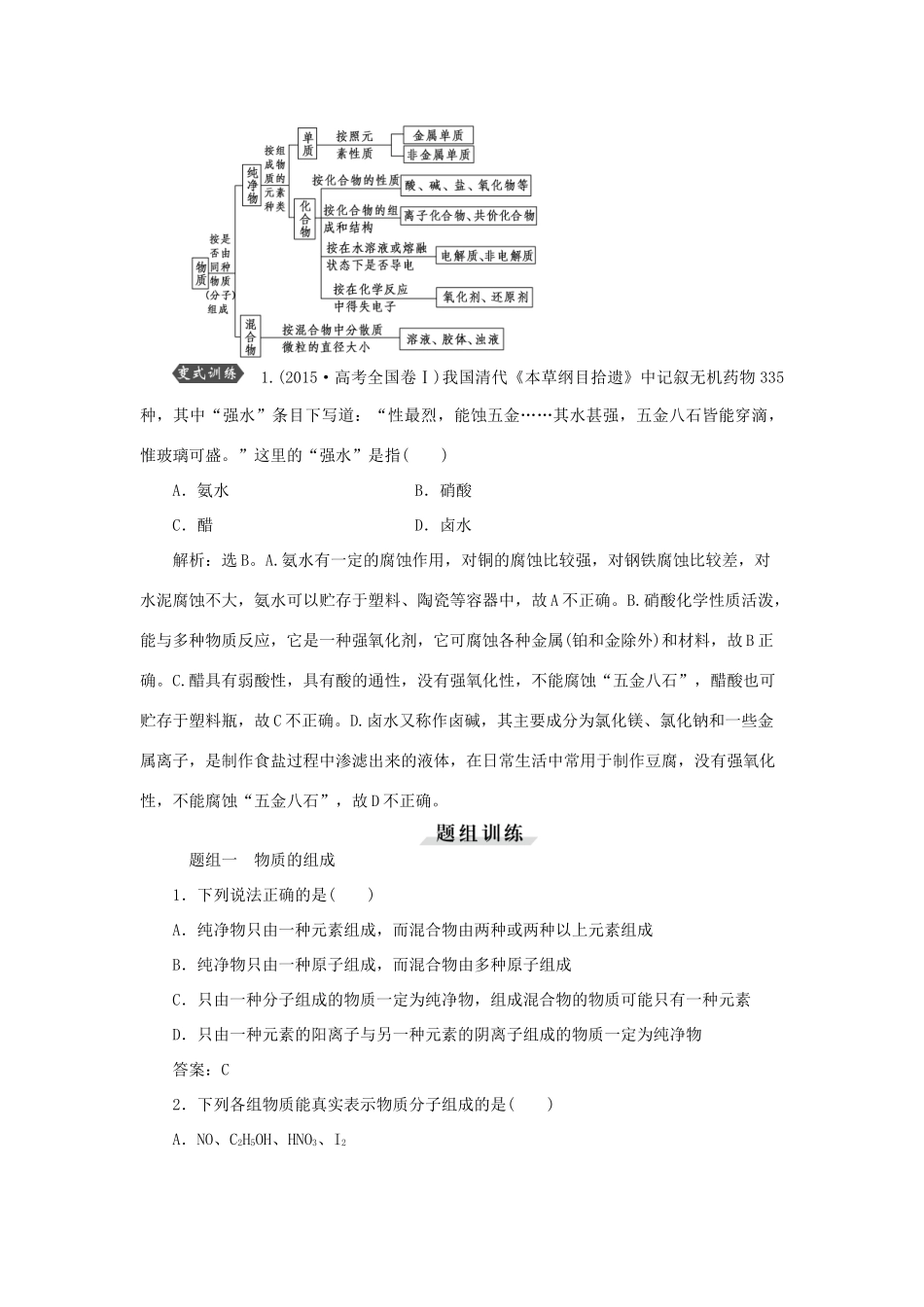 优化方案（教师用书）高考化学一轮复习 第二章 第一讲 物质的组成、性质和分类-人教版高三全册化学试题_第3页
