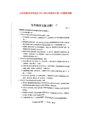 山东省泰安市岱岳区九年级语文第二次模拟试卷试卷