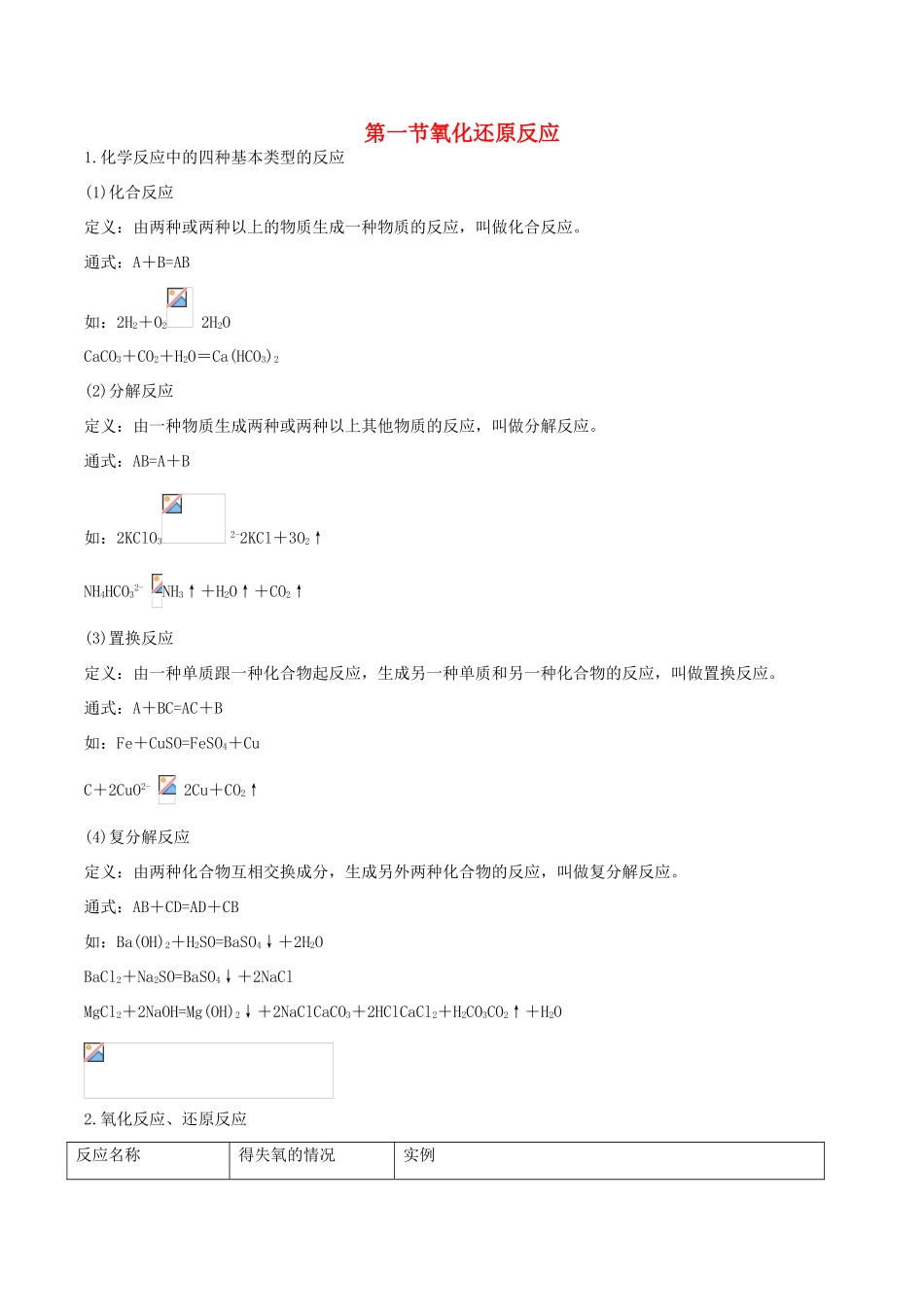 高一化学 氧化还原反应知识点解读_第1页