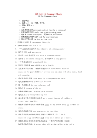 中考英语总复习 8B Unit 5 Grammar-Check试卷