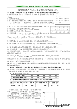 通州市兴仁中学高二数学期末模拟试卷(六)