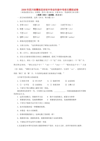 九年级中考语文模拟试卷 人教版试卷
