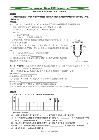 高中化学总复习无机推断专题二  无机综合