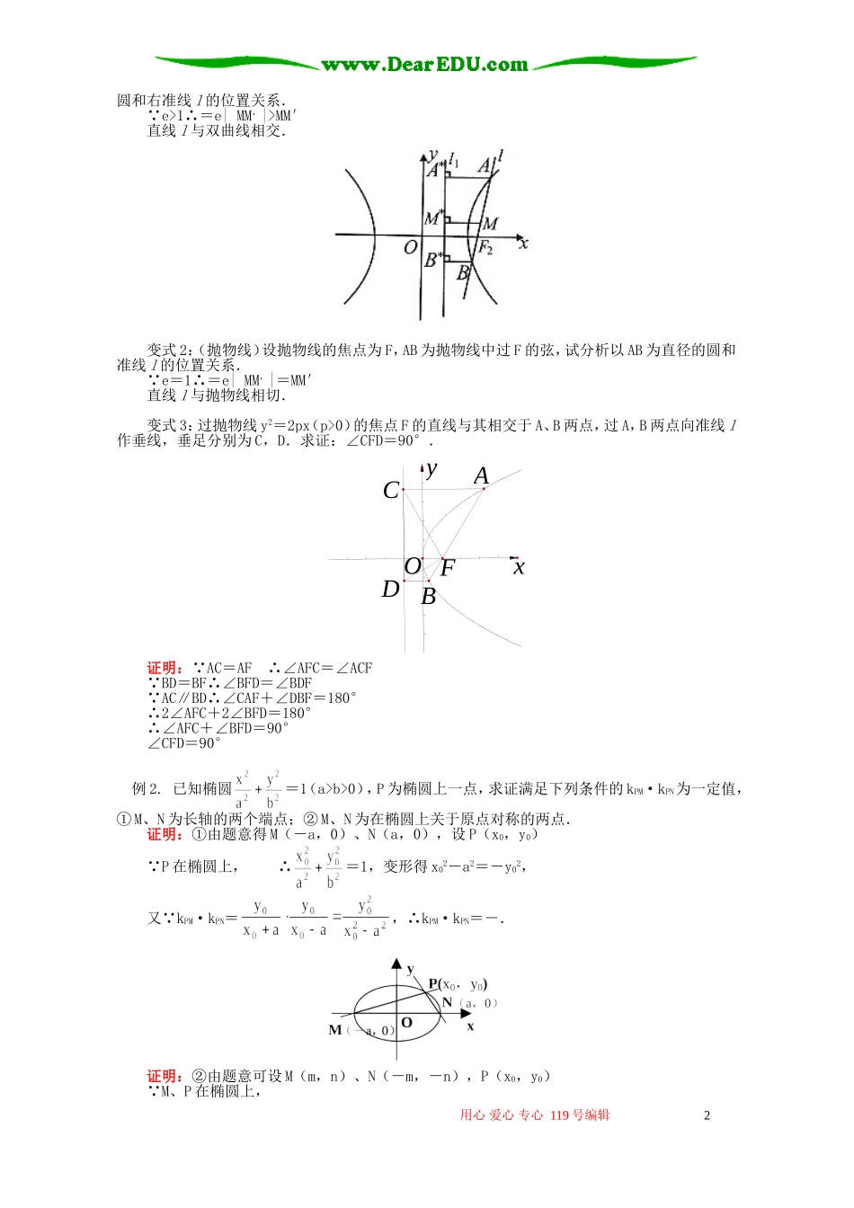 高二数学圆锥曲线统一定义知识精讲 苏教版_第2页