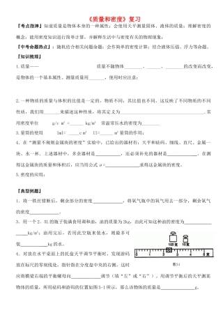 九年级物理(质量和密度)复习试卷