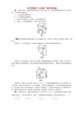 初中物理用 去表法 解含表电路 学法指导 不分版本 试题