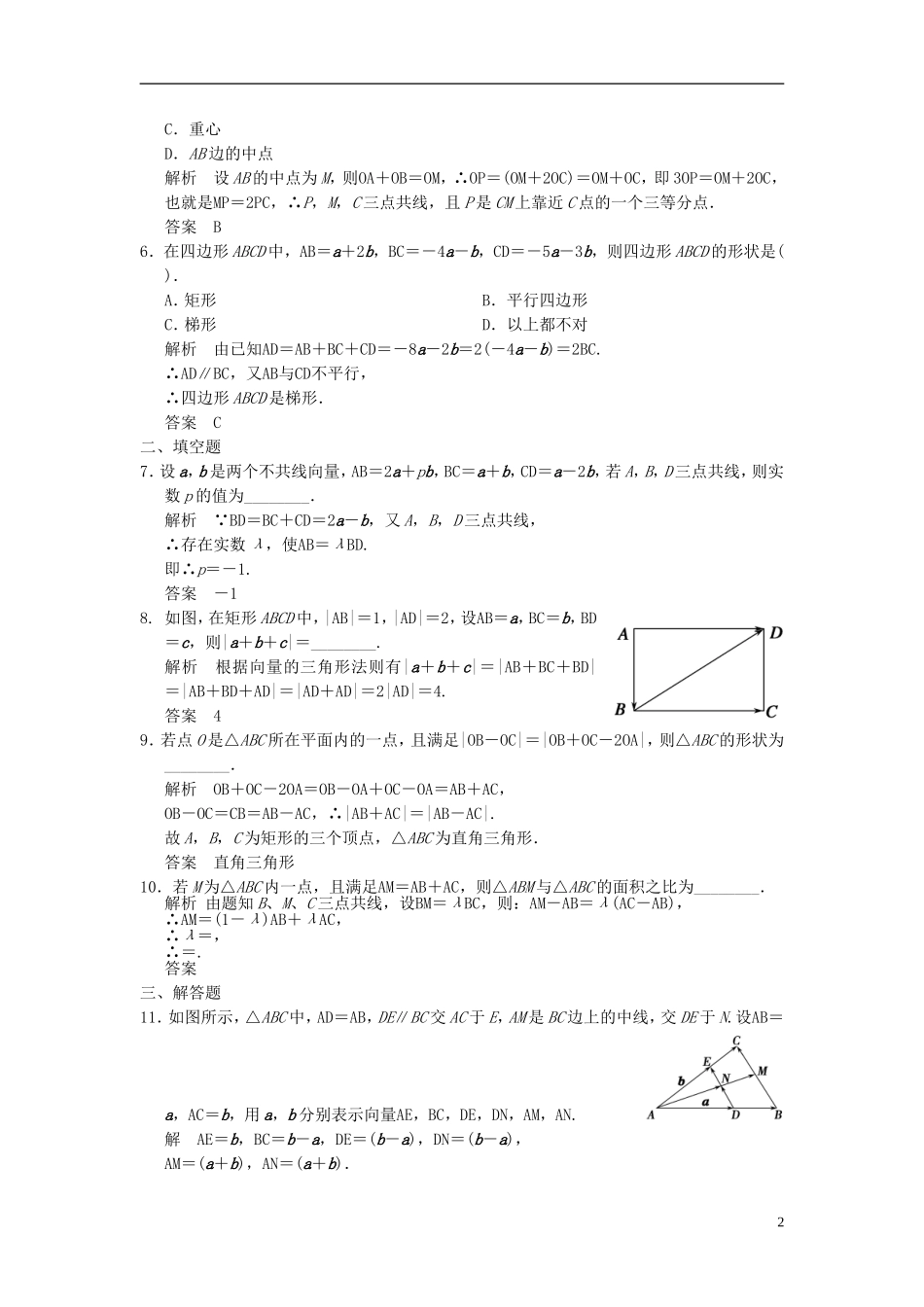 （广东专用）高考数学一轮复习 第五章 平面向量 第1讲 平面向量的概念及其线性运算 文（含解析）-人教版高三全册数学试题_第2页