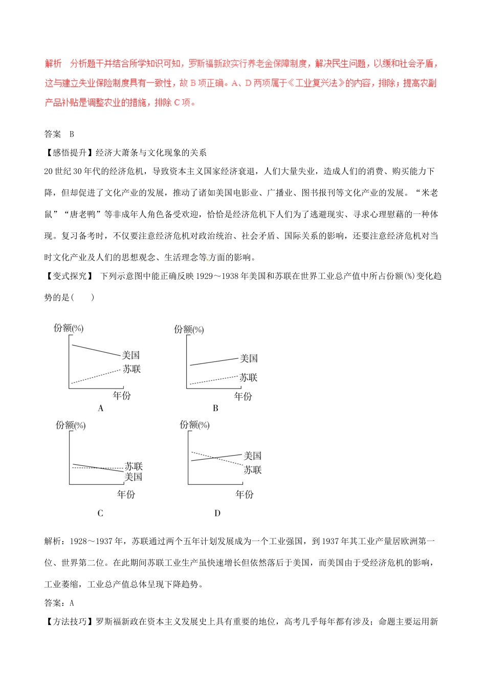 高考历史（考点解读命题热点突破）专题11 世界资本主义经济政策的调整和创新-人教版高三全册历史试题_第2页