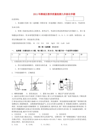 九年级化学教学质量检测试卷 人教新课标版试卷