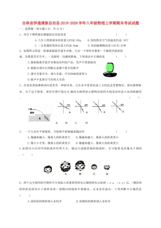 吉林省伊通满族自治县 八年级物理上学期期末考试试卷