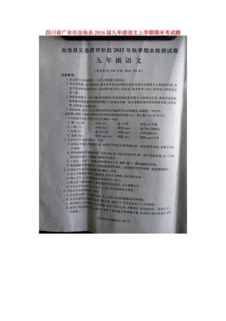 四川省广安市岳池县届九年级语文上学期期末考试卷 新人教版试卷
