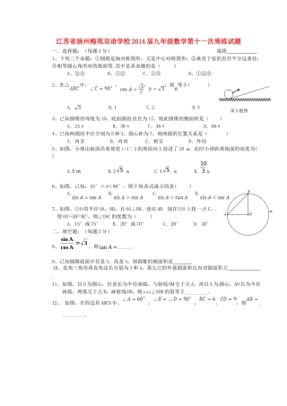 九年级数学第十一次周练试卷试卷