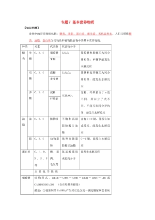 （通用版）高一化学 专题7 基本营养物质暑假作业（含解析）-人教版高一全册化学试题