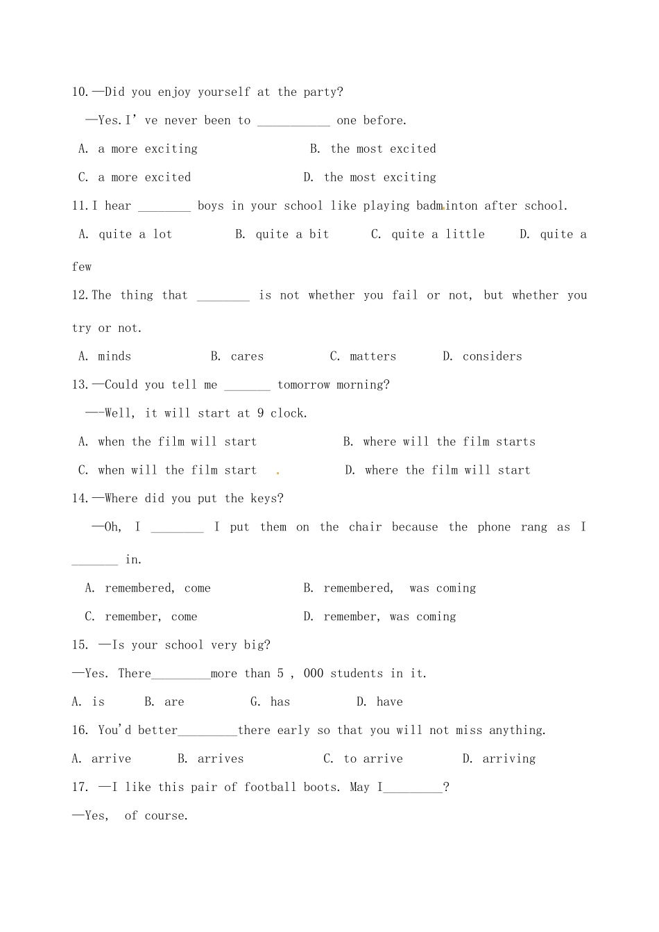 中考英语专项训练 单选3试卷_第2页