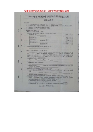 安徽省合肥市瑶海区中考语文模拟试卷试卷