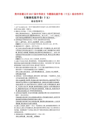 中考语文 专题强化提升卷(十五)综合性学习试卷