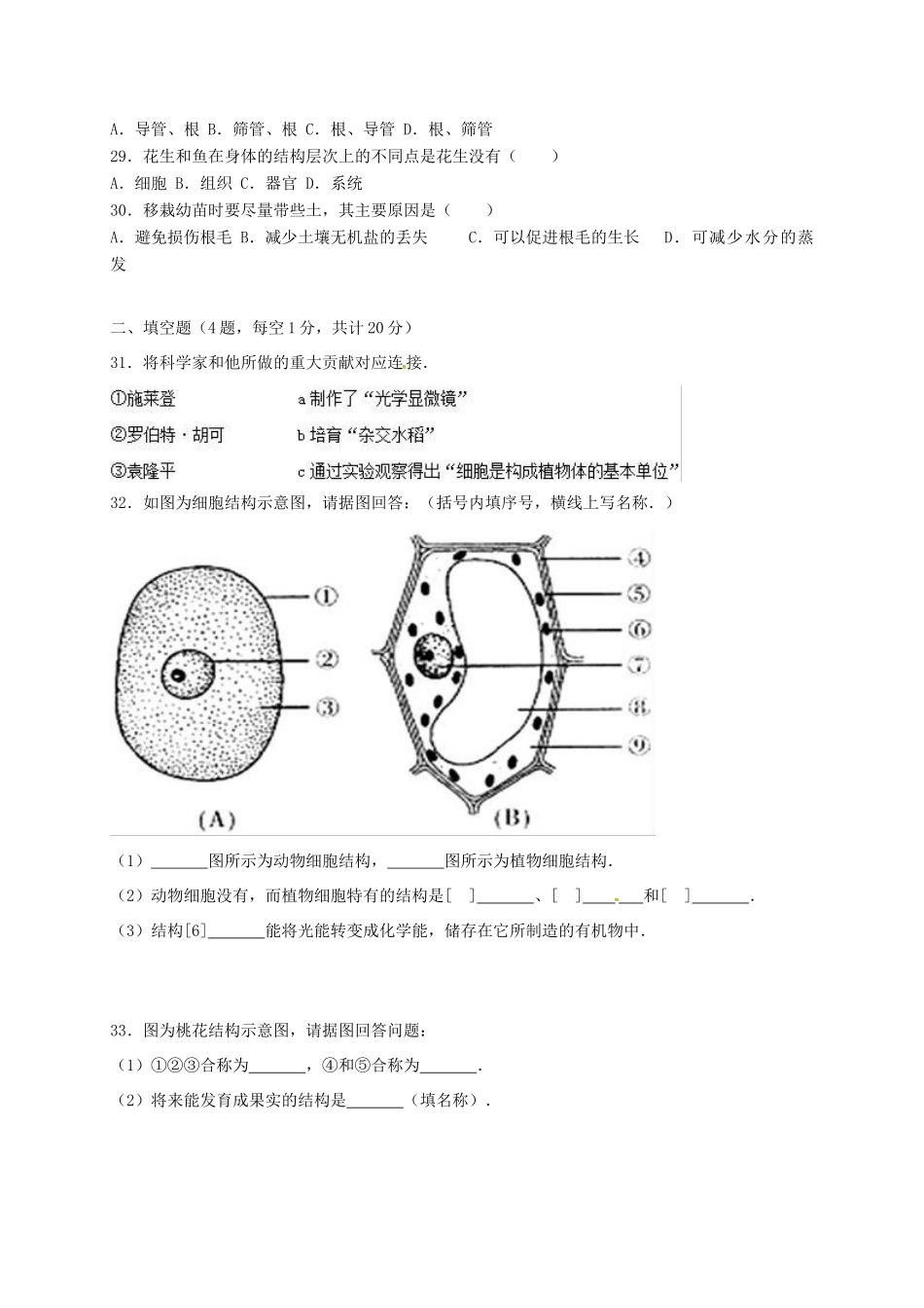 北京市昌平区七年级生物上学期期中试题 新人教版 试题_第3页
