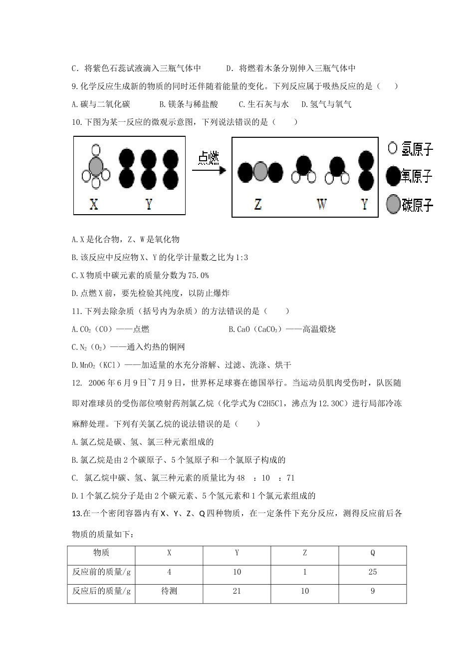 九年级化学上学期12月月考试卷 新人教版试卷(00001)_第2页