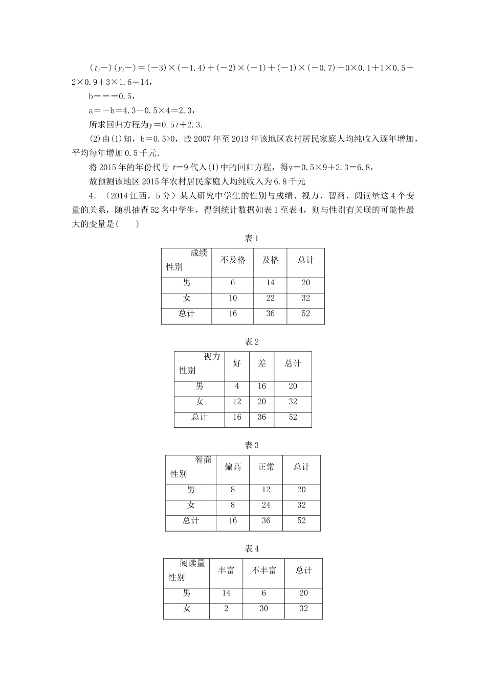 （新课标）高考数学5年真题备考题库 第十章 第4节 变量间的相关关系、统计案例 理（含解析）-人教版高三全册数学试题_第2页