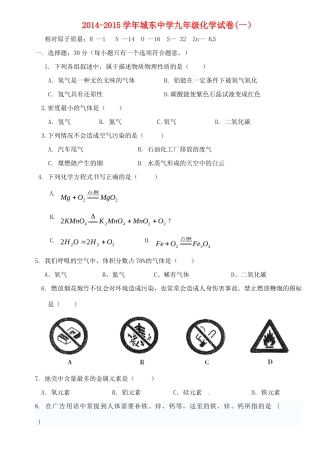 九年级化学辅导试卷1(边缘生，无答案)试卷
