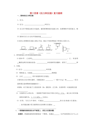 九年级物理 浮力压强专项复习提纲 人教新课标版试卷