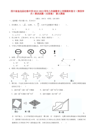 四川省盐边县八年级数学上学期期末复习(第四学月)测试试卷 新人教版试卷