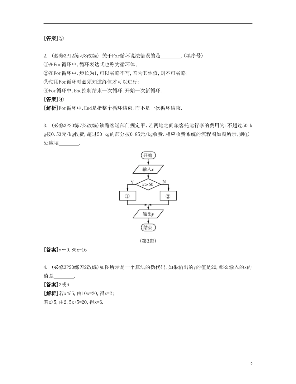 （江苏专用）高考数学大一轮复习 第十二章 第64课 算法自主学习-人教版高三全册数学试题_第2页