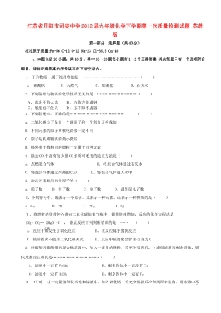 九年级化学下学期第一次质量检测试卷 苏教版试卷