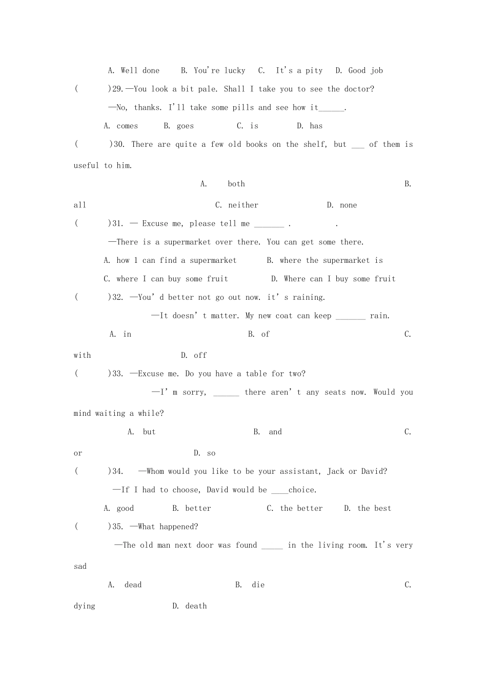 山东省济宁市微山县高二英语上学期期中考试试卷新人教版试卷_第2页