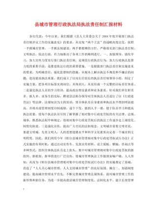县城市管理行政执法局执法责任制汇报材料 