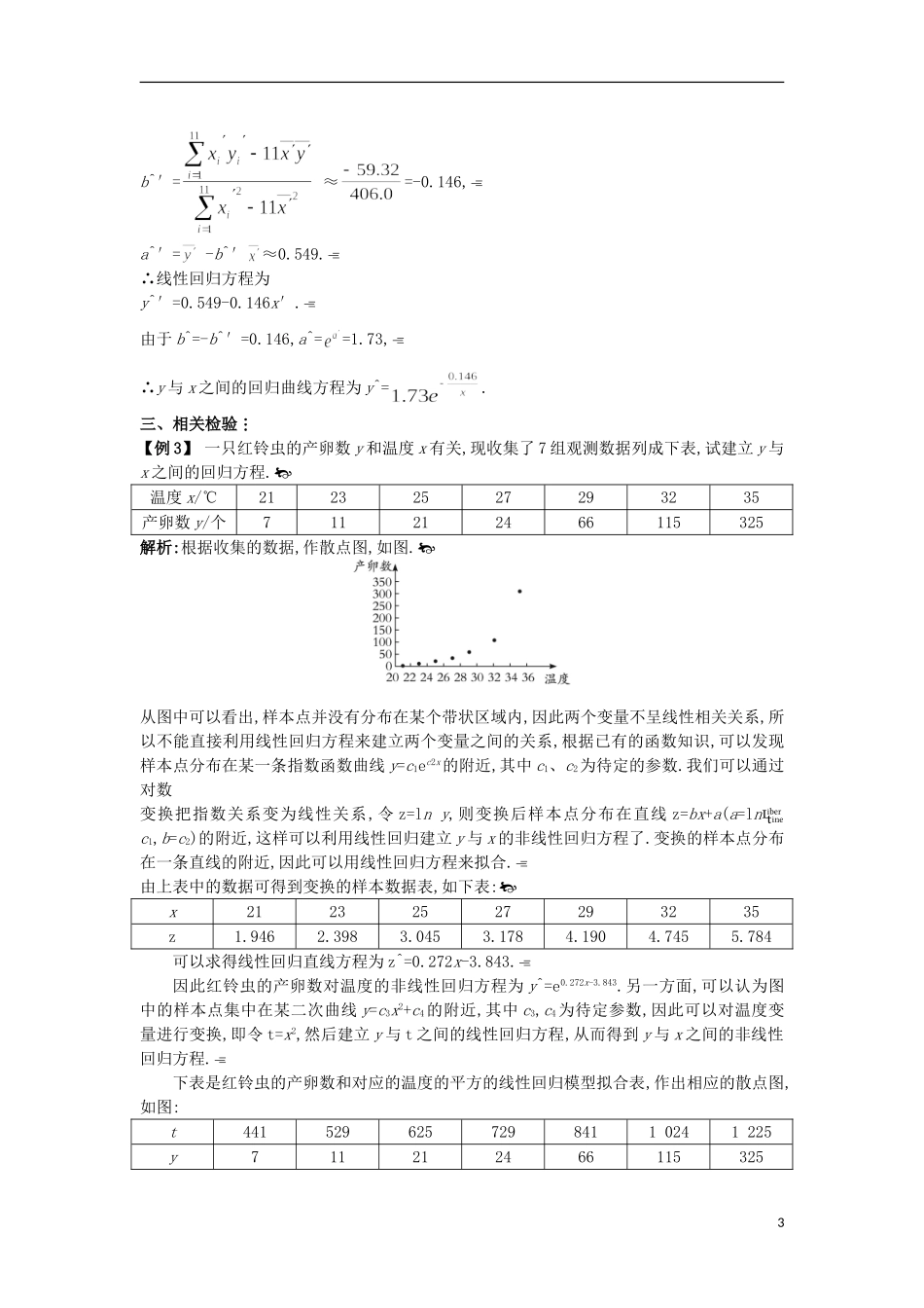 高中数学 第三章 统计案例 3.2 回归分析课堂导学 苏教版选修2-3-苏教版高二选修2-3数学试题_第3页