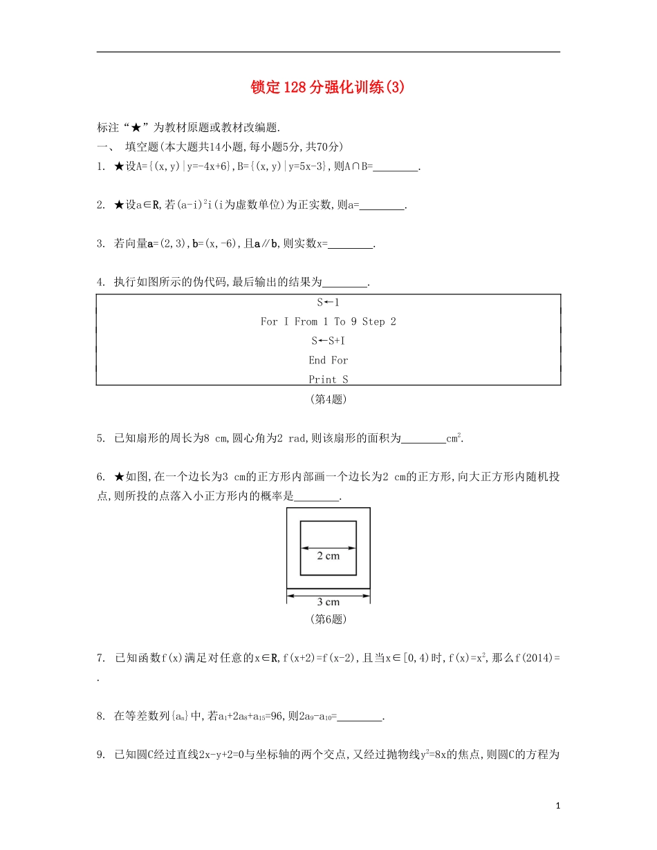 （江苏专用）高考数学大一轮复习 锁定128分 强化训练三-人教版高三全册数学试题_第1页
