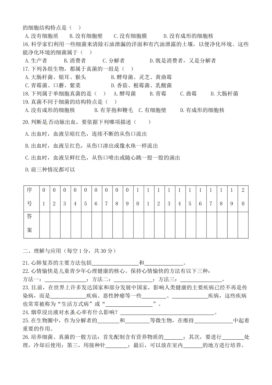 山东省淄博三中八年级生物下学期第二次月检测试卷 新人教版试卷_第2页