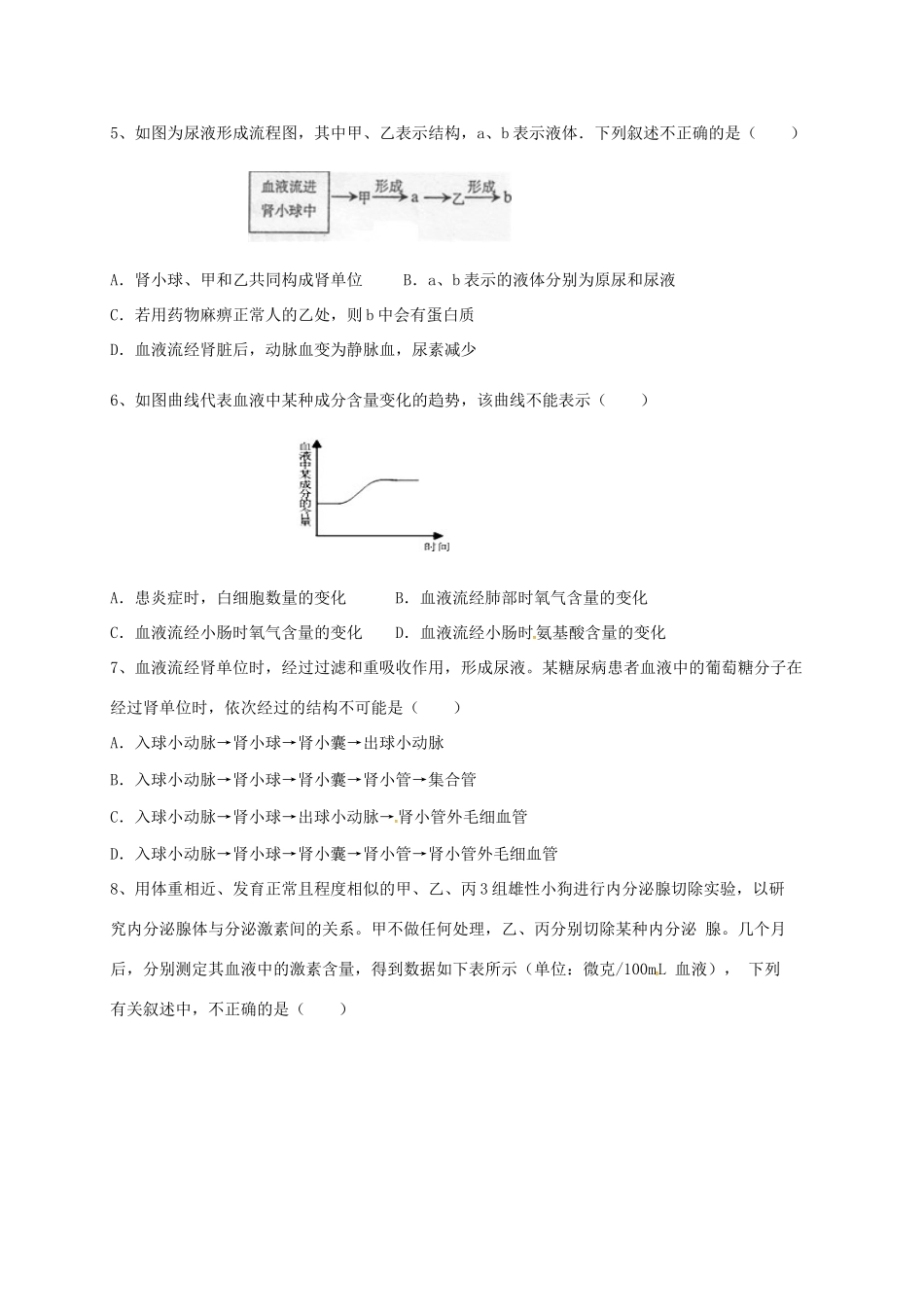 内蒙古乌兰察布分校七年级生物下学期期末试题 新人教版 试题_第2页