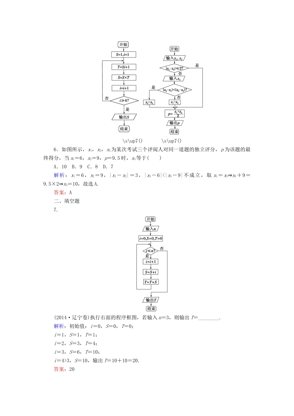 （新课标）高考数学大一轮复习 9.1算法初步课时作业 理-人教版高三全册数学试题_第3页
