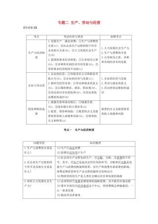 （浙江专用）高考政治二轮复习 专题二 生产、劳动与经营 考点一 生产与经济制度试题-人教版高三全册政治试题