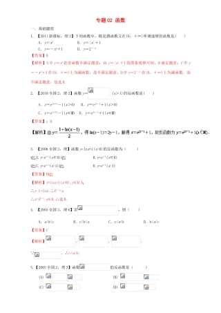 （新课标Ⅱ）高考数学总复习 专题02 函数分项练习（含解析）理-人教版高三全册数学试题
