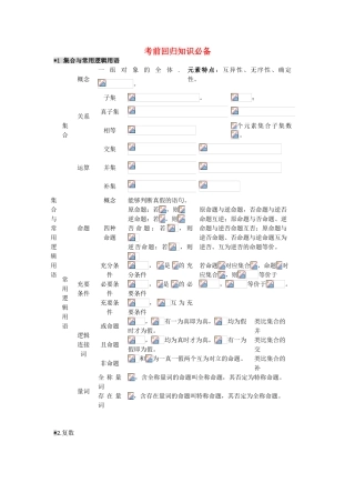 （四川专版）高考数学二轮复习 考前回归知识必备练习 理-人教版高三全册数学试题